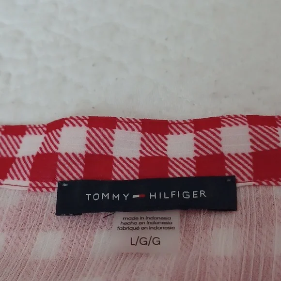 Tommy Hilfiger red and white gingum blouse/top.Large EUC - Picture 5 of 8